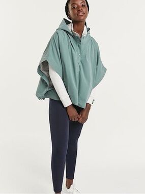 Hyba Teal Hooded Poncho